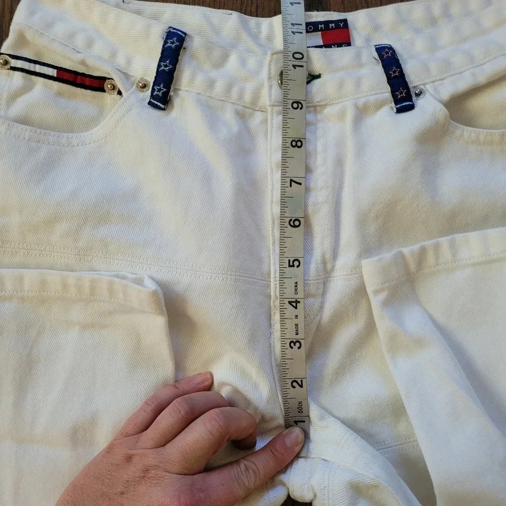 Tommy Hilfiger RARE Vintage 90's White Straight Jeans with Fringe Size Junior 9